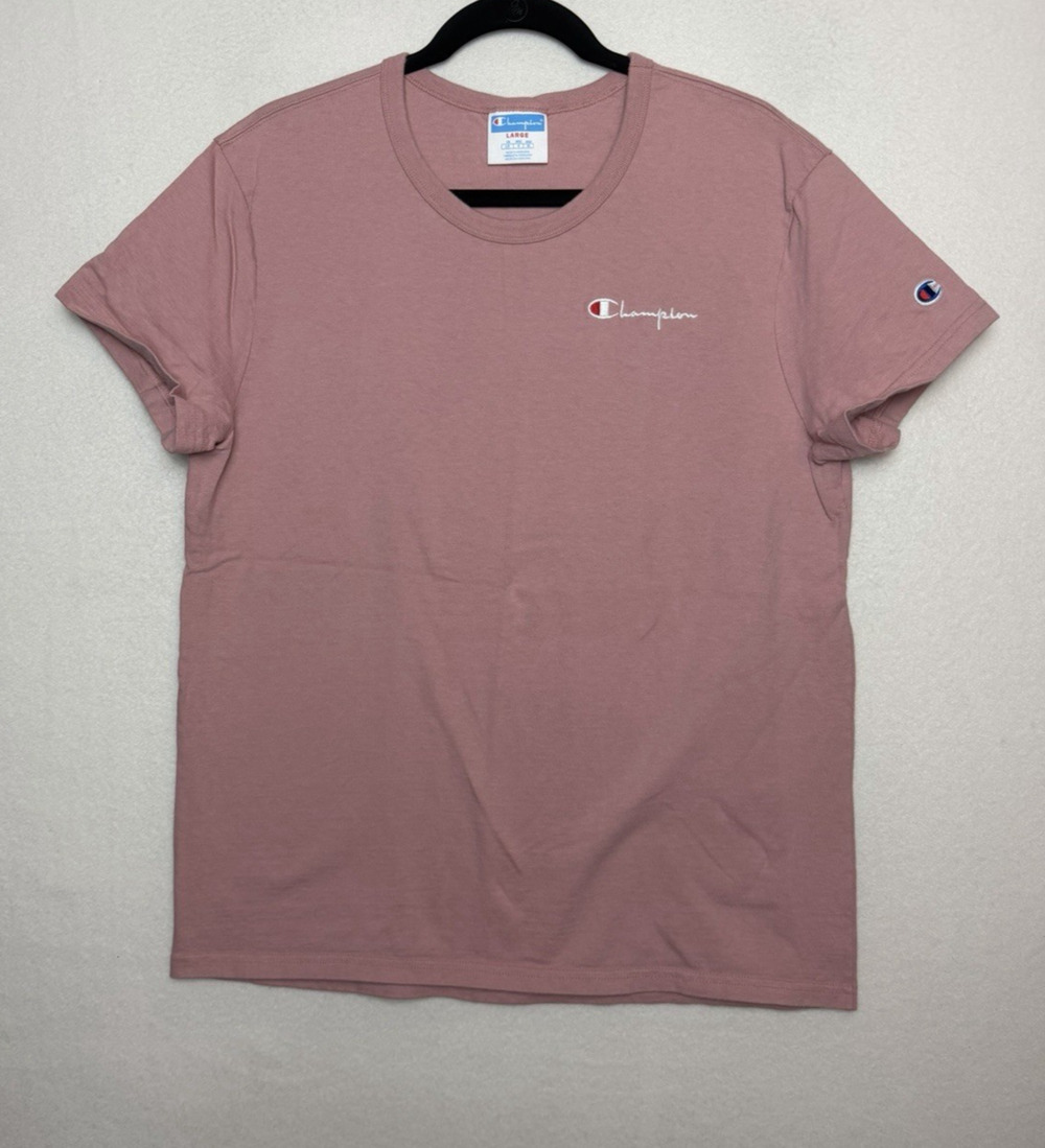 Champion Vintage Y2K Cotton Crew Neck Short Sleeve T-Shirt Pink Size Large